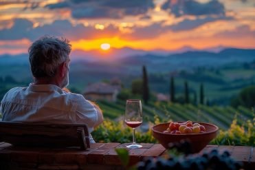 people-enjoying-glass-wine-vineyard-with-nature-sunset-views_23-2151514948
